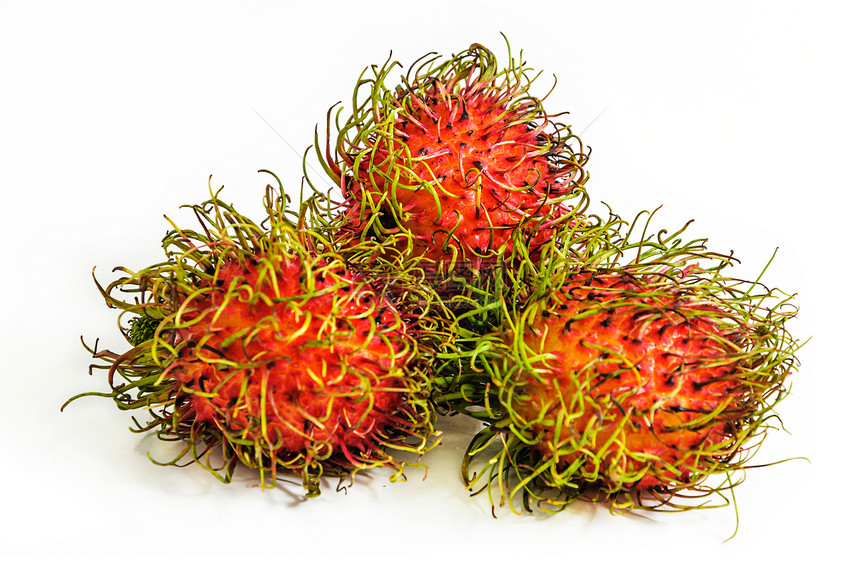 拉姆布坦情调白色市场农业异国食物红色水果头发营养图片
