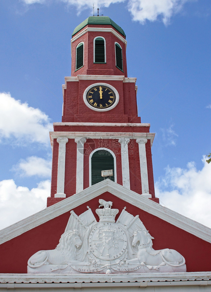 巴巴多斯 加勒比布里奇敦历史性建筑旅游城市建筑学观光景点旅行驻军红色图片