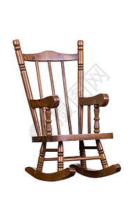 旧木制摇椅休息座位椅子扶手椅摇杆闲暇木头白色家具背景图片