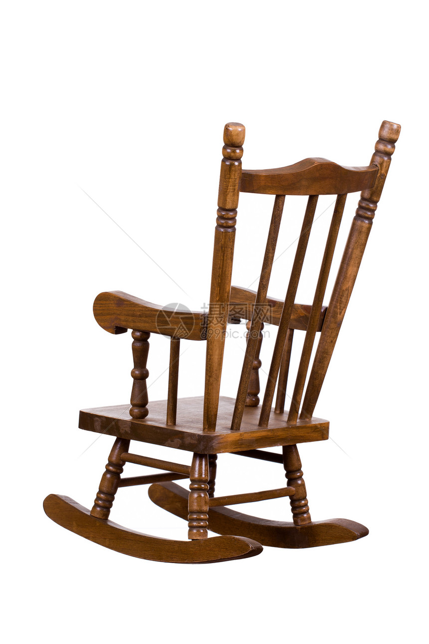 旧木制摇椅摇杆白色扶手椅闲暇休息座位椅子木头家具图片