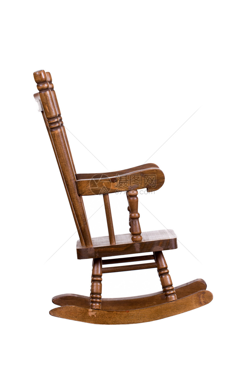 旧木制摇椅木头椅子座位摇杆闲暇扶手椅休息白色家具图片