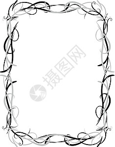 装饰框架插图边框藤蔓边界植物黑色藤本艺术圆形线条高清图片