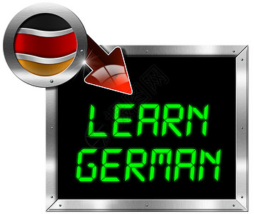 学习德语 - 金属广告牌背景图片