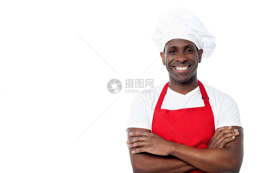 男性厨师在白色上被孤立图片