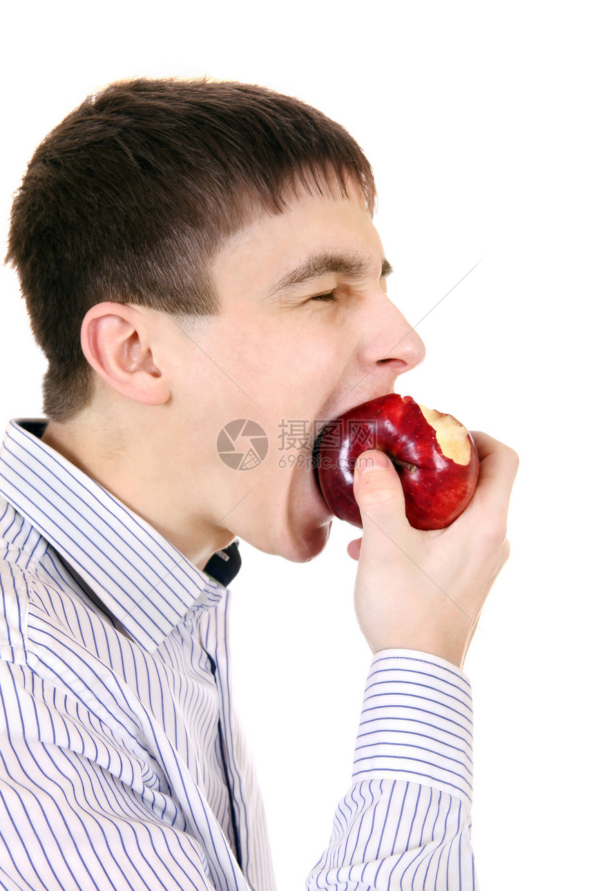 青少年吃苹果食物崇拜乐趣饮食黑发欲望午餐热情水果小吃图片