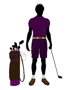非裔美裔男性高尔夫高尔夫玩家男人高尔夫球剪影男性九孔高尔夫球袋插图背景图片
