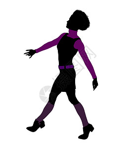 非裔美国人走 走舞者 I 说明 Silhouette剪影女孩舞蹈家插图女性女士背景图片