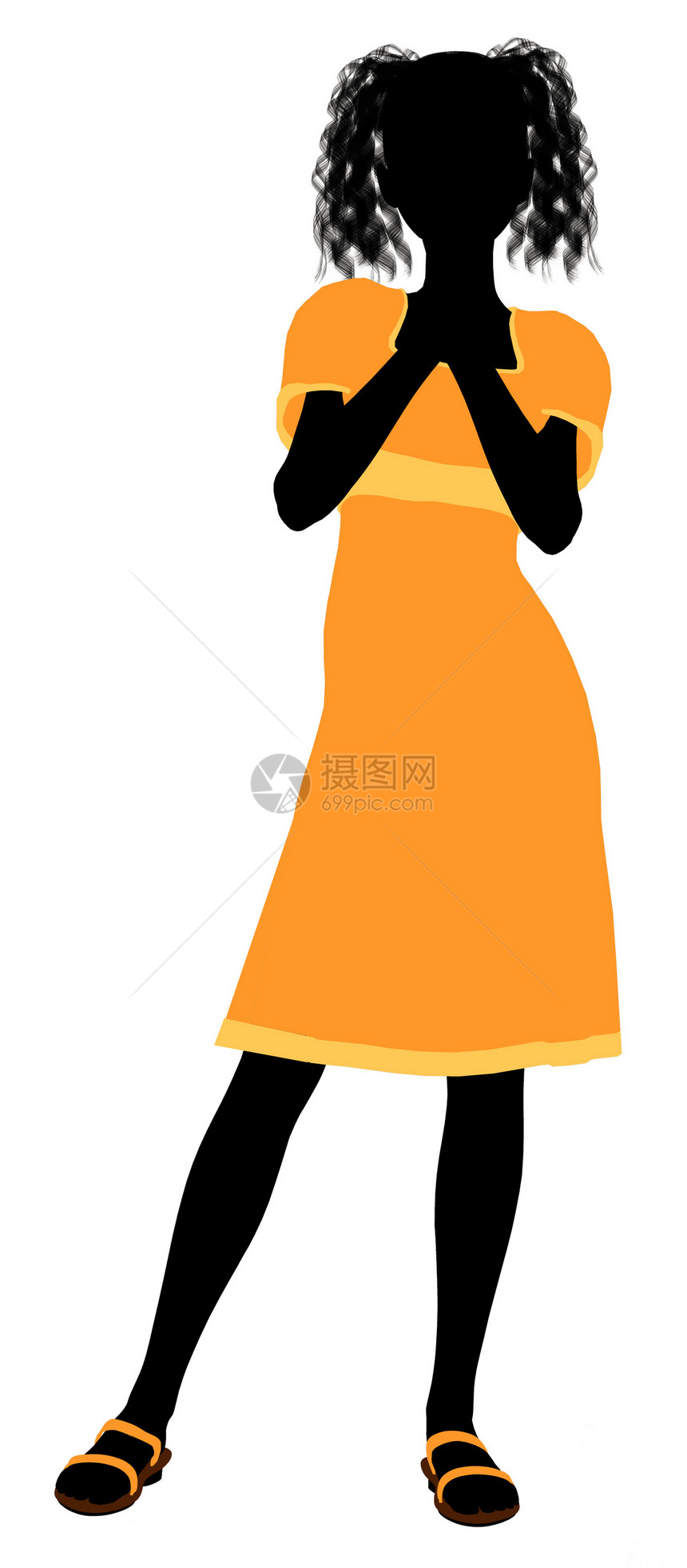 时装女孩说明 Silhouette4黄色高跟鞋裙子女性剪影插图图片