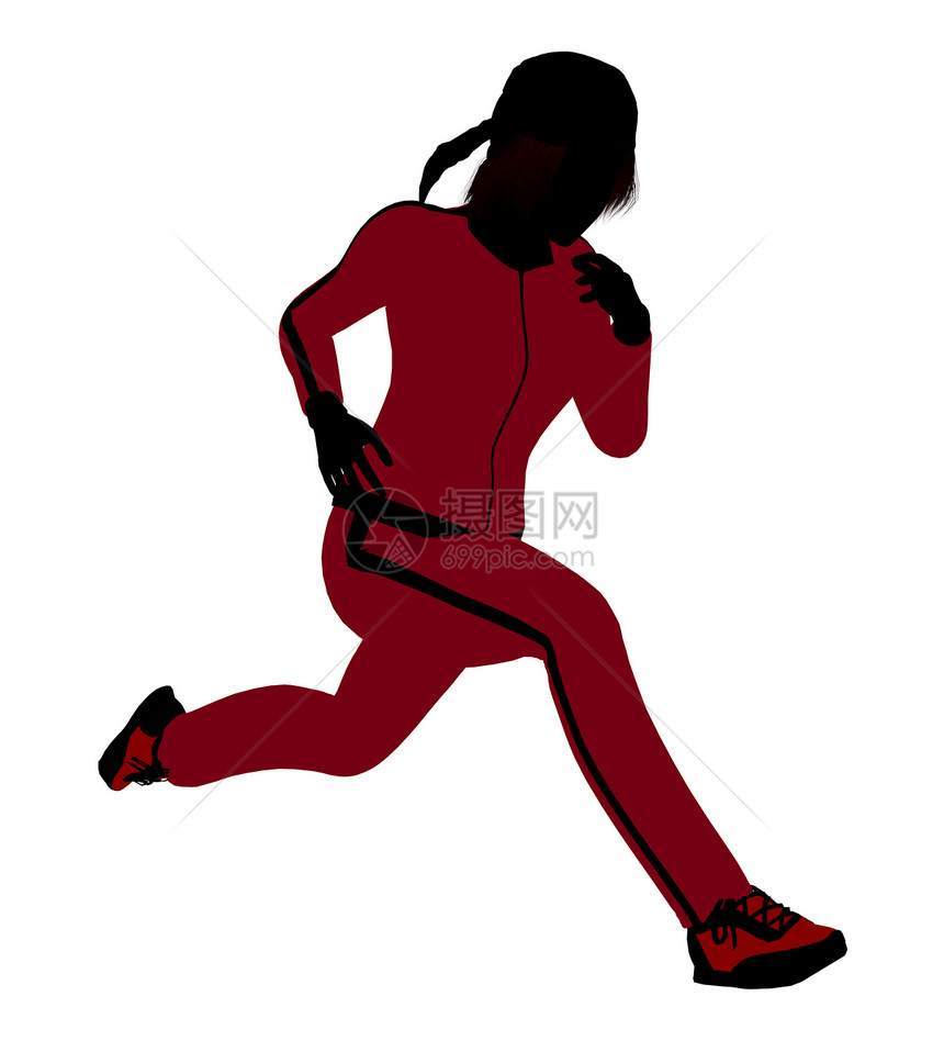 女青年运动者 I 说明 Silhouette女性越野赛跑者长跑插图跨栏套装网球导游选手短跑图片