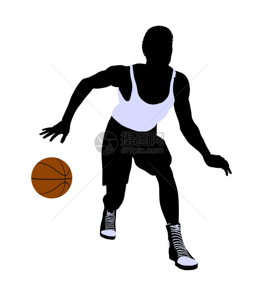 非洲裔美国篮球运动员 I 说明 Silhouette团队男生棕球剪影男性男人插图运动图片