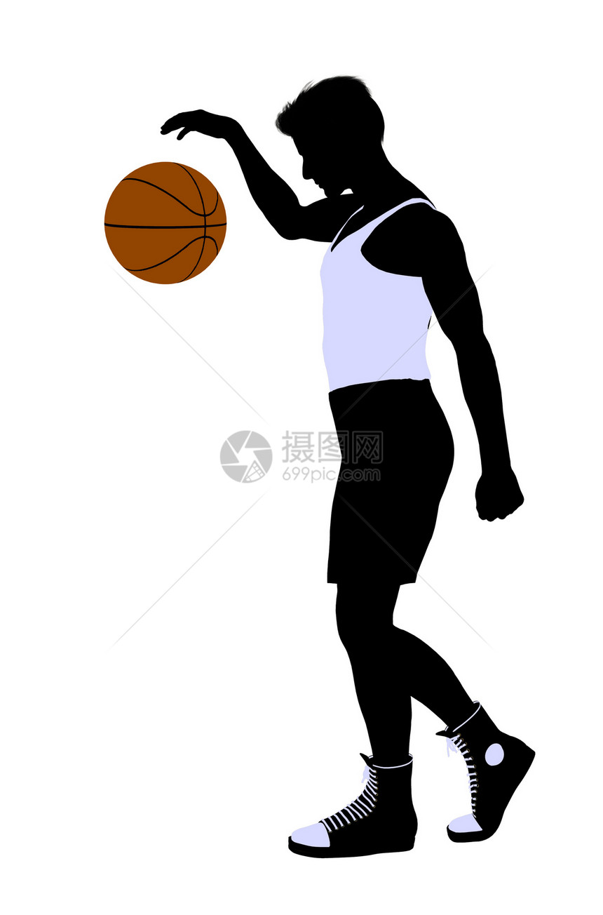 男性篮球玩家 I 说明 Silhouette剪影插图棕球男生运动男人团队图片