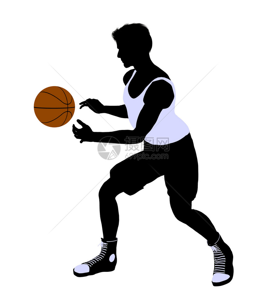 男性篮球玩家 I 说明 Silhouette团队男人男生剪影棕球插图运动图片