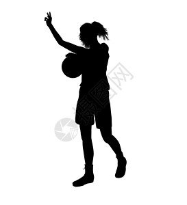 街头篮球剪影女性篮球玩家 I 说明 Silhouette运动女孩插图团队棕球剪影背景