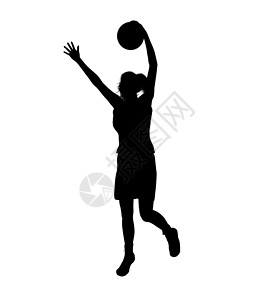 篮球传球剪影女性篮球玩家 I 说明 Silhouette剪影插图运动棕球团队女孩背景