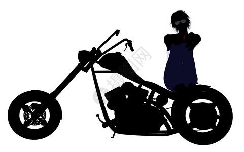 女性比克双轮自行车耐力赛女士摩托车剪影插图越野车菜刀背景