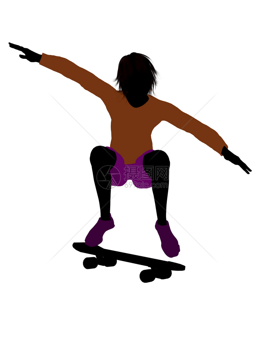 男性滑板机男生男人运动剪影滑板插图图片