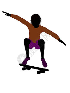 男性滑板机男生男人运动剪影滑板插图背景图片