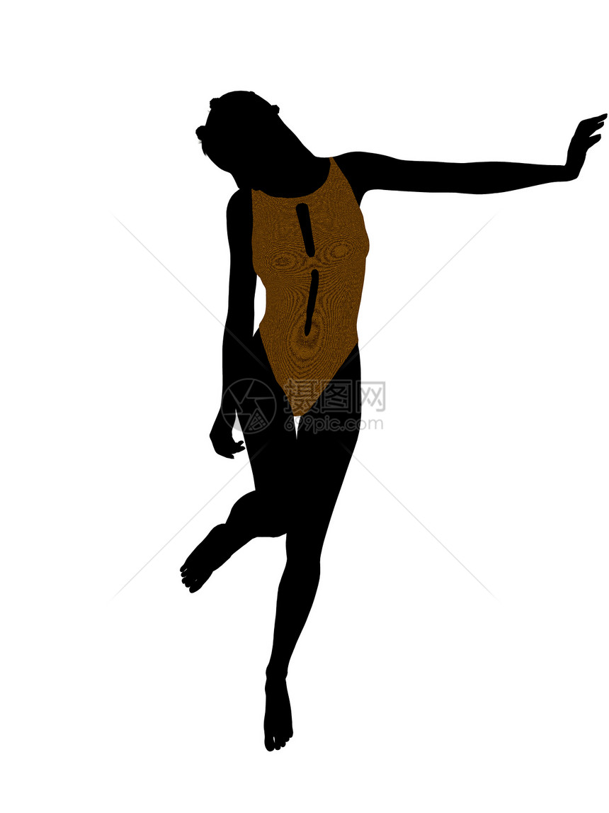 非裔美国女性泳衣银光环舞蹈家芭蕾舞女士泳装体操海滩排球海洋插图水池图片