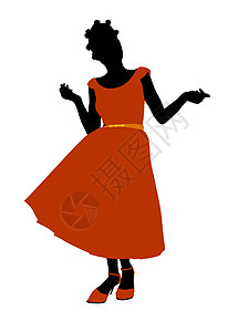 非裔美洲舞会裙子插图青少年学校女性高跟鞋剪影女士中学背景图片