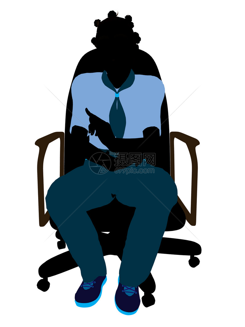 非裔美国女童子军在主席主持下坐 说明Silhouette剪影椅子功绩女性插图徽章补丁图片