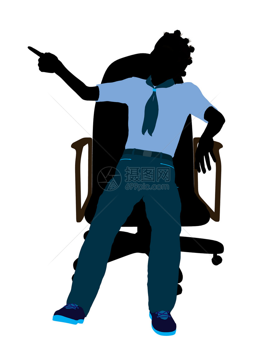 非裔美国女童子军在主席主持下坐 说明Silhouette剪影女性补丁插图椅子功绩徽章图片