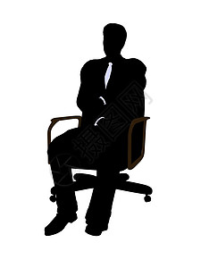 男性在A轮椅上坐着穿着商业诉讼的男主席Silhouette管理人员领导者导演指挥贵宾套装剪影一氧化碳艺术椅子背景图片
