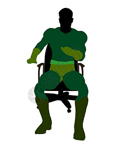 势均力敌男性超级英雄坐在主席的椅子上 说明Silhouette对手漫画男生剪影插图恶棍男人超能力连环背景