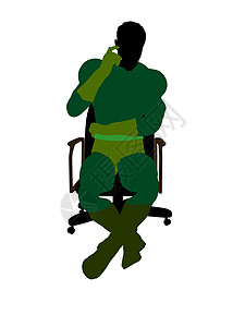 势均力敌男性超级英雄坐在主席的椅子上 说明Silhouette恶棍连环男生对手插图超能力剪影漫画男人背景
