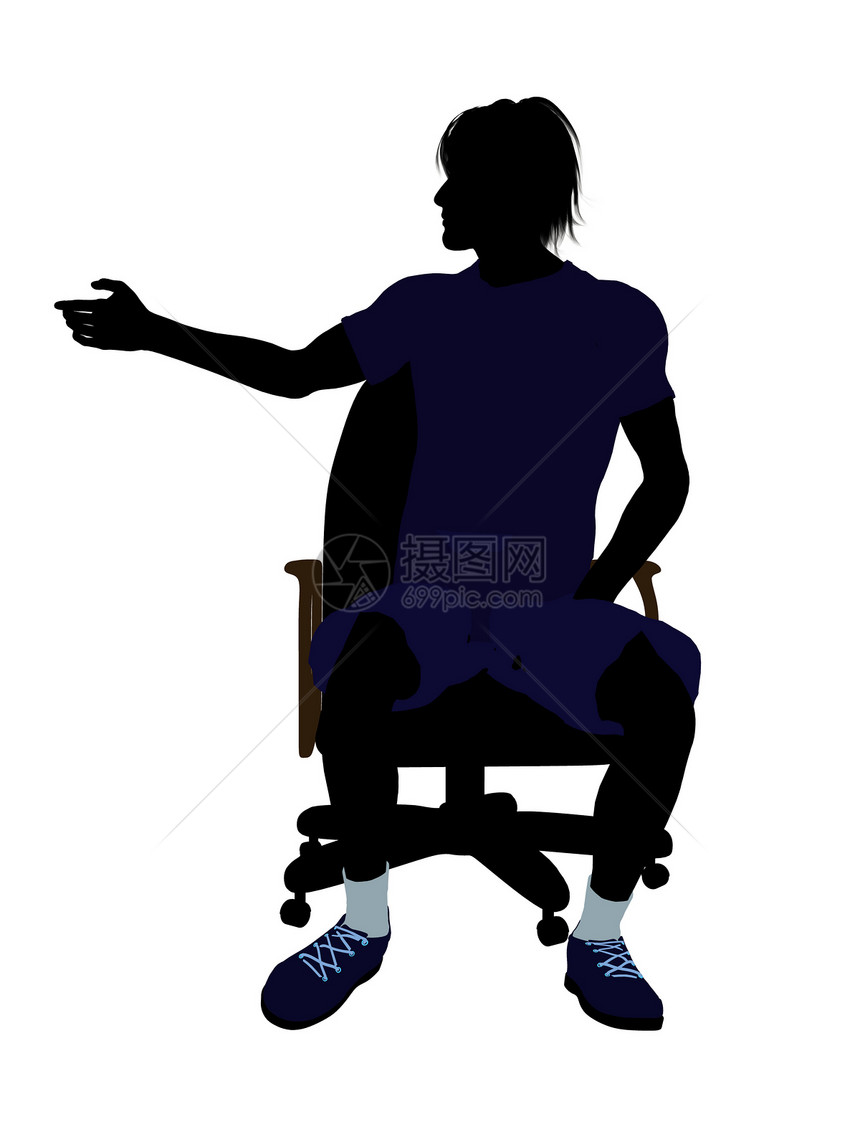 男性网球玩家坐在一张椅子上说明Silhouette网球场插图剪影男人游戏运动图片