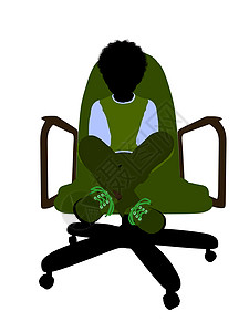 非裔美国人男青年Silhouette男性椅子男生插图青少年剪影背景图片