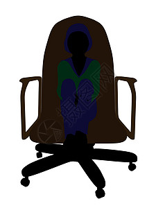 女青少年坐在A主席座椅上女性剪影女孩插图椅子背景图片
