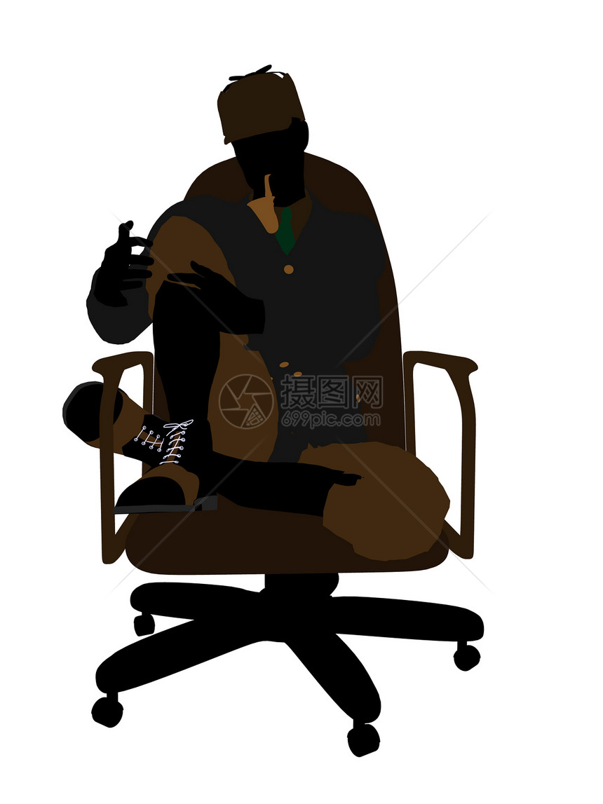 英国绅士坐在一位主席的椅子上说明Silhouette插图烟草先生管道剪影英语贵族男人男性图片