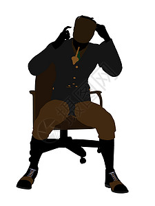 英国绅士坐在一位主席的椅子上说明Silhouette烟草插图男性剪影英语先生男人管道贵族背景图片