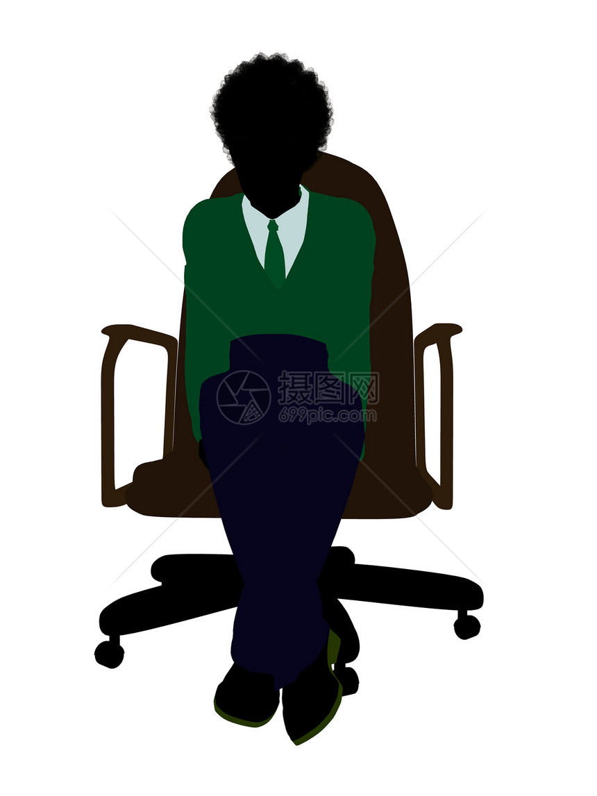非洲裔美国学校男孩坐在A座主席席上Silhouette剪影学习男人大学知识插图男性小学生校服图书馆图片