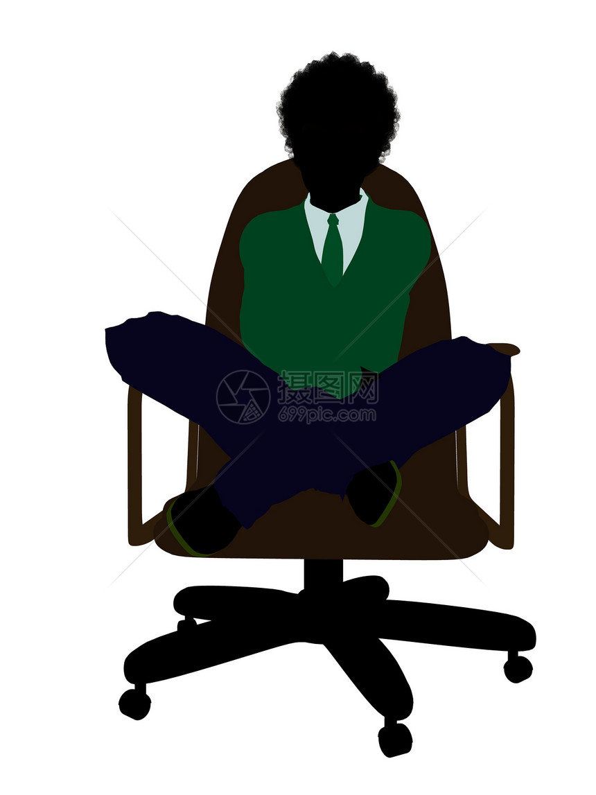 非洲裔美国学校男孩坐在A座主席席上Silhouette椅子剪影大学图书馆兄弟会知识学院小学生插图二年级图片