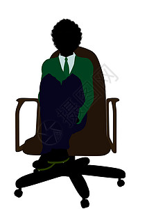 二年级非洲裔美国学校男孩坐在A座主席席上Silhouette大学男生椅子男人剪影小学生插图校服图书馆学院背景