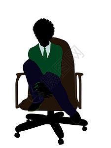 二年级非洲裔美国学校男孩坐在A座主席席上Silhouette剪影男人椅子兄弟会学院小学生图书馆知识男性男生背景