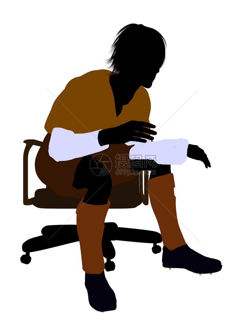 男性足球选手坐在一个主席的轮椅上 说明Silhouette男人男生运动员椅子剪影插图玩家足球服守门员运动图片