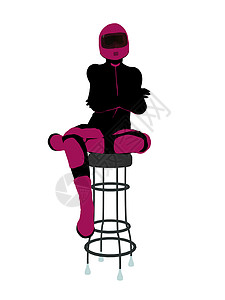 坐在酒吧工具上的女性摩托车骑手 轮椅椅子自行车插图剪影越野车耐力赛女士菜刀背景图片