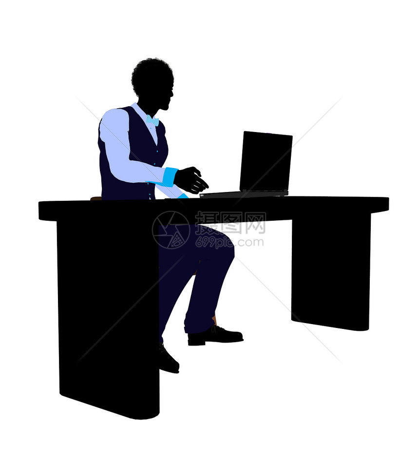 非裔美洲男性商业公司模拟周刊职业一氧化碳指挥经理指挥官办公室剪影男人领带老板图片