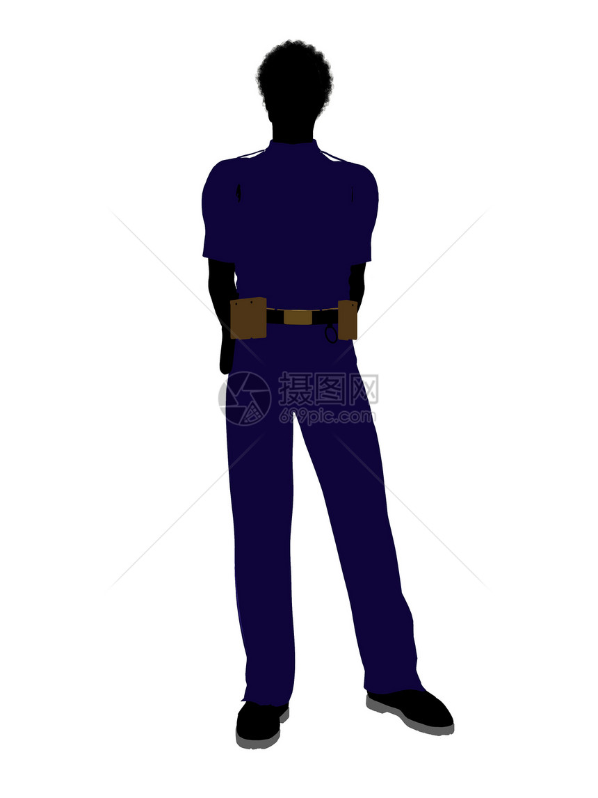 非裔美洲男警官城市部门徽章警察剪影巡逻员男性艺术男人法律图片
