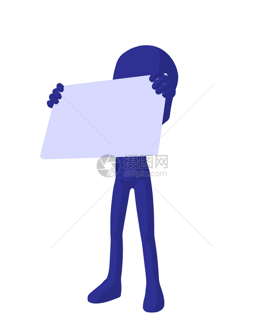 持有空白名片的帅哥动物男生男人剪影蓝色插图白色男性图片