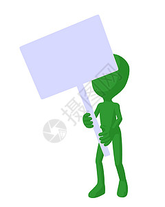 持有空标牌的盖伊人空白名片男性绿色男生男人剪影动物白色插图背景图片