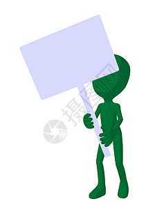 持有空标牌的盖伊人绿色剪影男性名片白色男人插图男生空白动物背景图片
