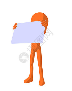 持有空白名片的男人白色插图男生动物男性剪影橙子背景图片