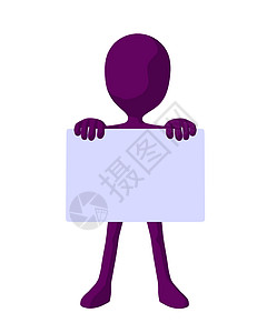 持有空白名片的Guy人男生男性动物插图白色紫色剪影男人背景图片