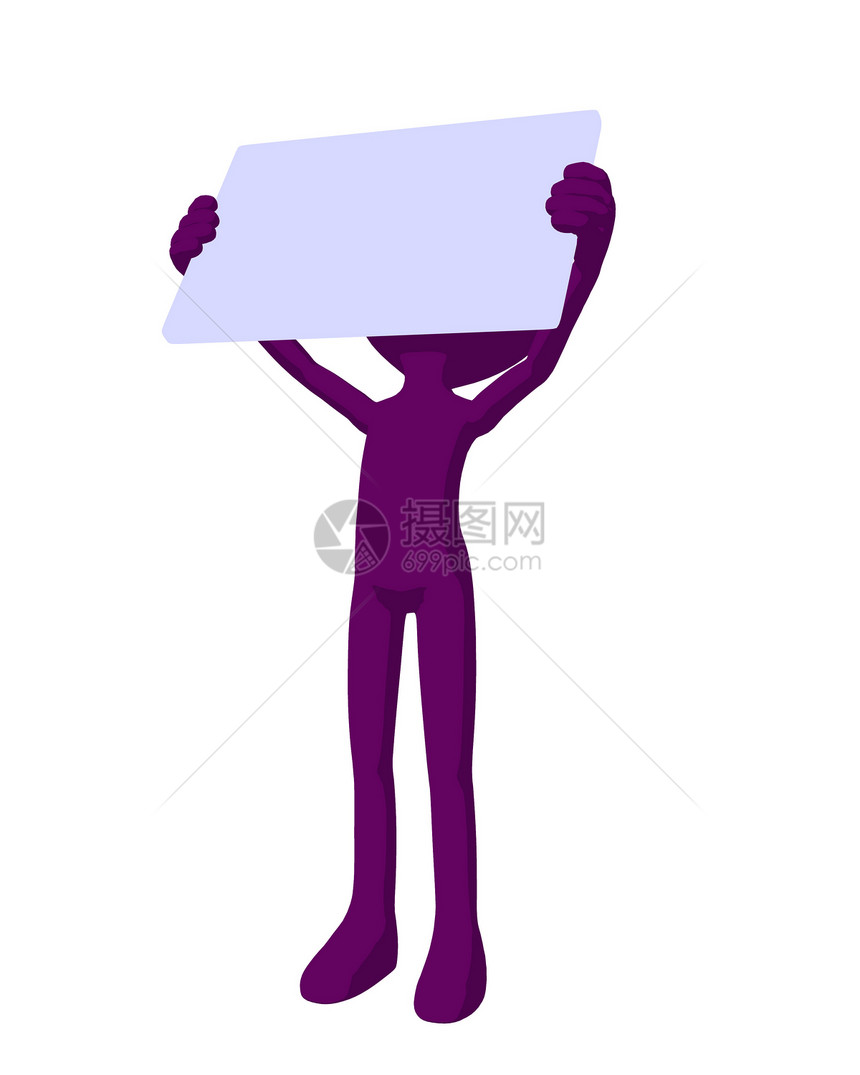 持有空白名片的Guy人男生白色插图动物男人紫色男性剪影图片