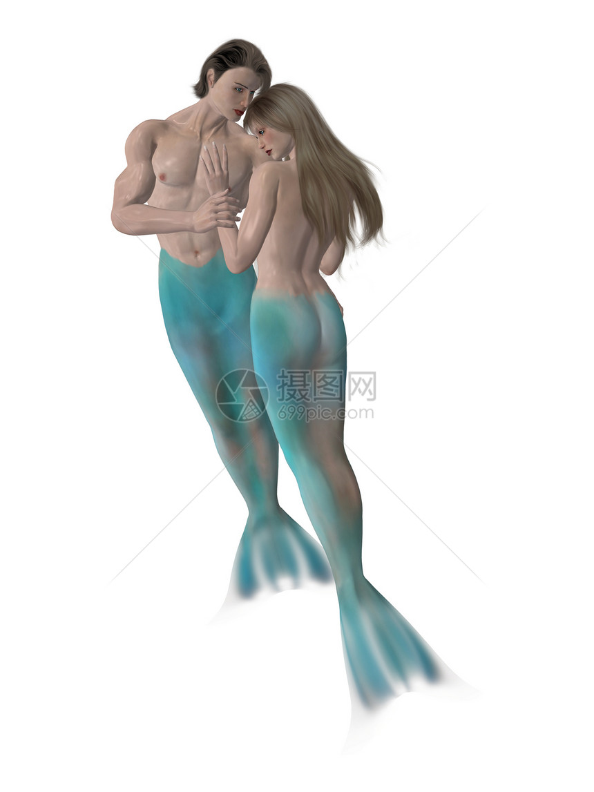 美人鱼夫妇身体人心岩石若虫夫妻海王星警笛美味魔法师精灵图片