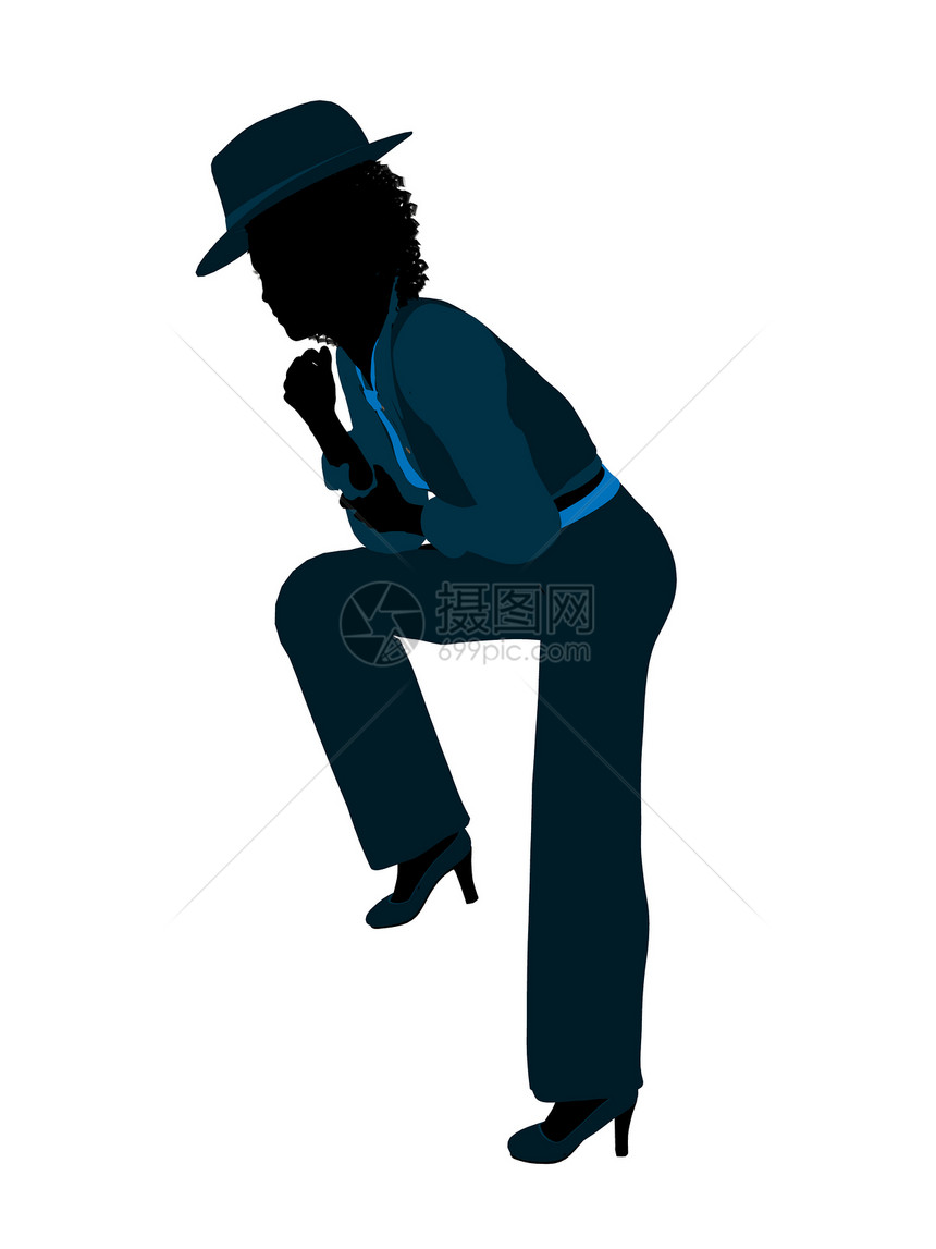 非裔美国女性爵士爵士舞蹈家Silhouette插图蓝调踢踏舞者音乐爵士舞者剪影女士图片