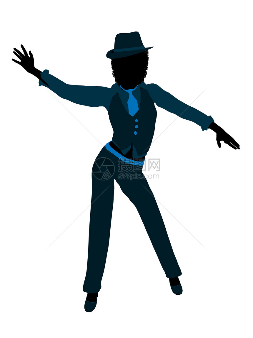 非裔美国女性爵士爵士舞蹈家Silhouette女士音乐插图蓝调爵士舞者踢踏舞者剪影图片